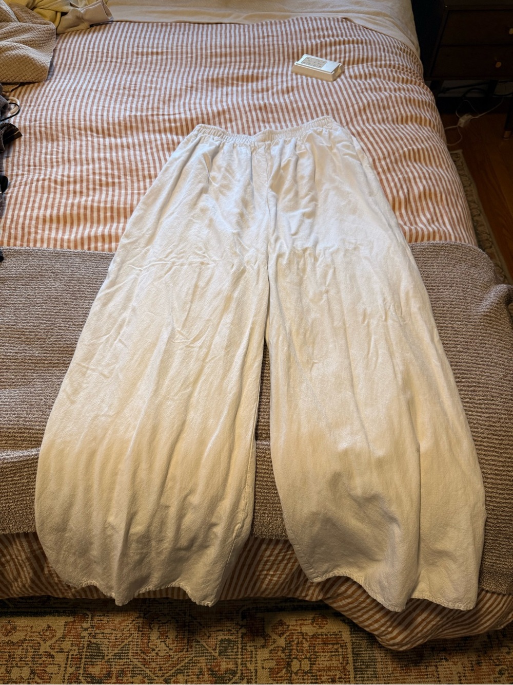 White 100% Cotton Wide Leg Pants